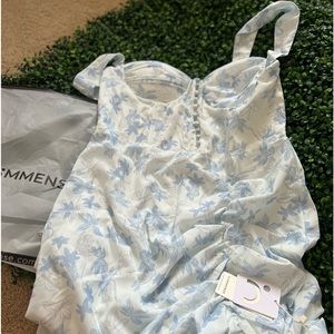 Floral Ruched Midi Corset Dress